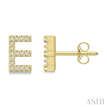 1/10 Ctw Initial 'E' Single Cut Diamond Earrings in 10K Yellow Gold
